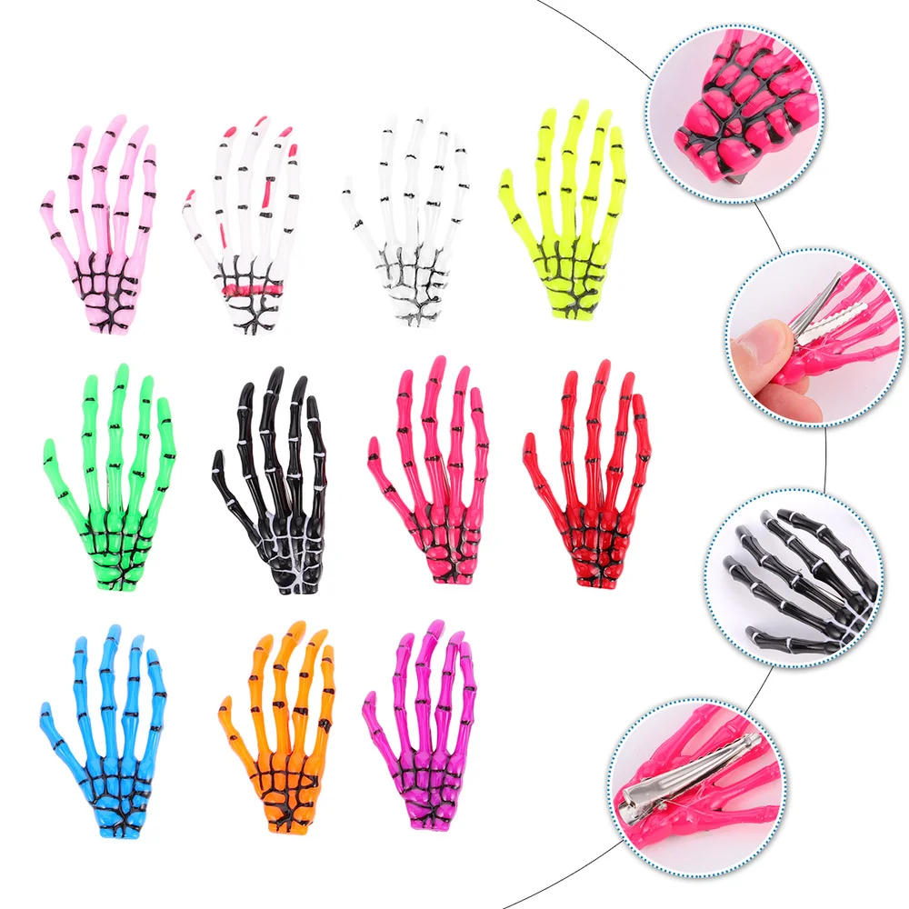 

11pcs Skeleton Hand Bone Hair Pin Decorative Barrette Hair Accessories Gif