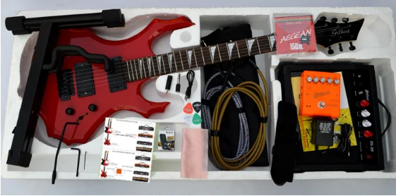 

Lightning Sycamore Wood Electric Guitar Acoustic Guitar with Amp Includes Accessories 24 Tone Position Beginner Starter Kit