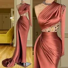 Женское вечернее платье-Русалка на одно плечо, с длинным рукавом и бусинами, элегантное платье с открытой спиной для выпускного вечера, 2022