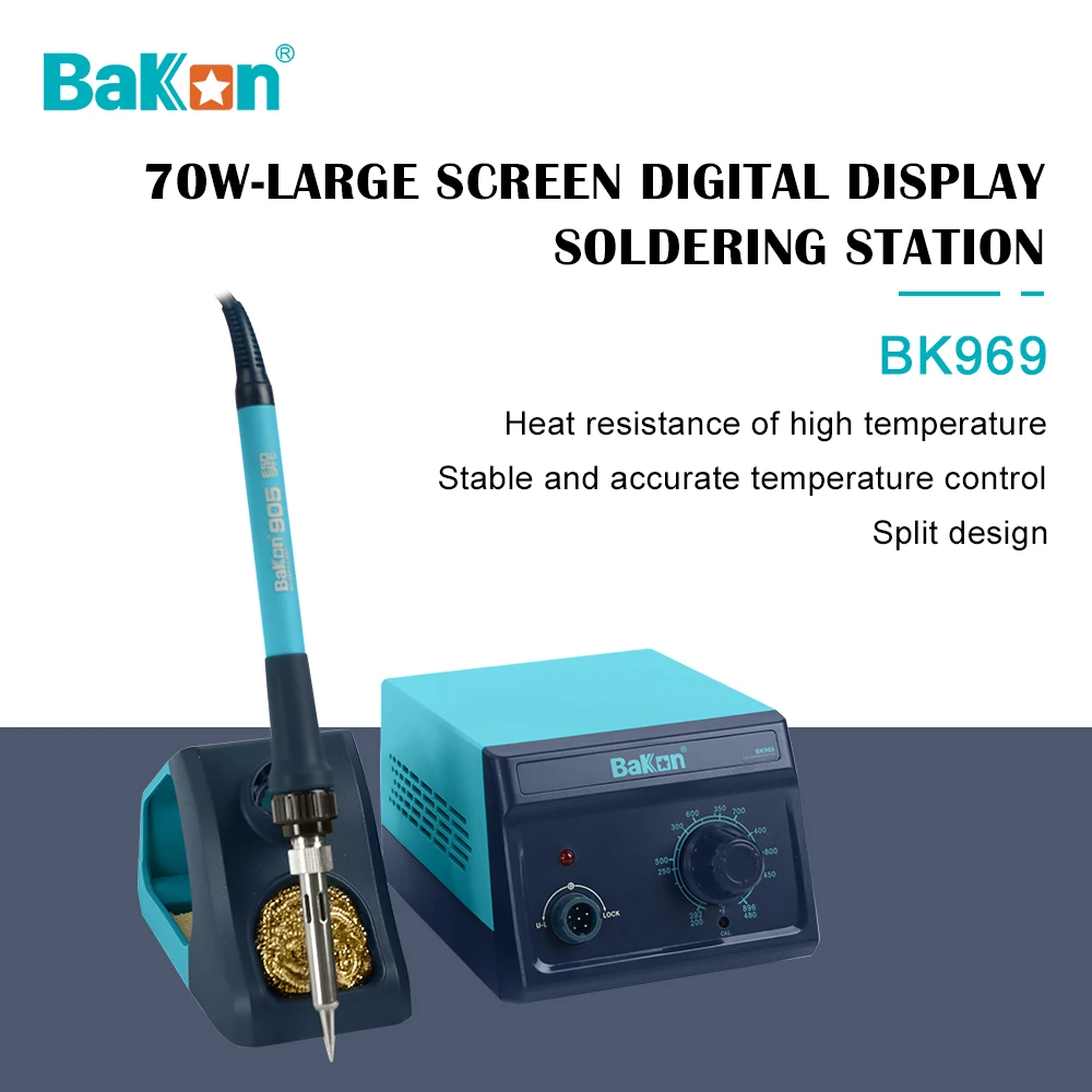Bakon Official BK969 Soldering Station 70W Lead Free Knob Type Rework Tools Long Life Repair Circuit Board Weld Tin Fast