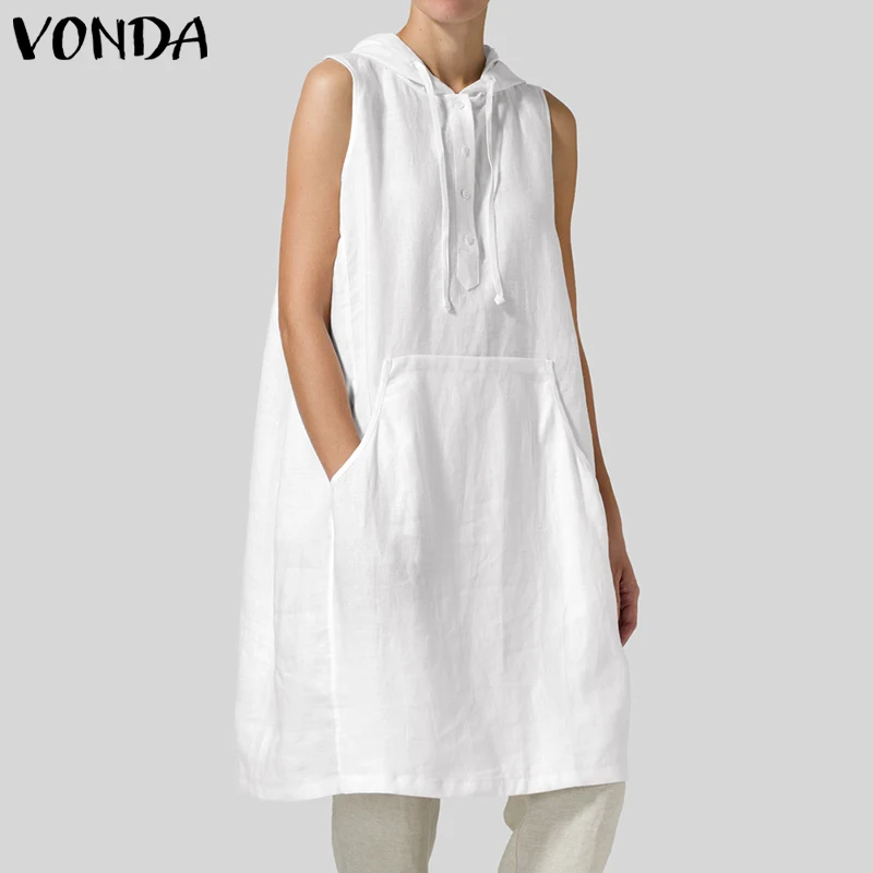 Блузка VONDA женская из хлопка пикантная однотонная вечерняя рубашка без рукавов в
