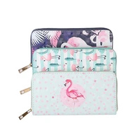 christmas new pu leather flamingo print long wallets lady money bag zipper coin purse girl cards id holder clutch woman wallets