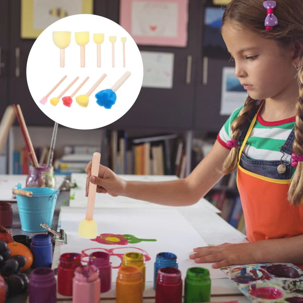 

10pcs Round Paint Sponge Brushes Mini DIY Painting Sponge Random Type Color