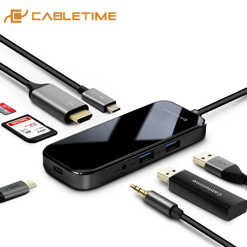 Кабель USB C концентратор USB3.0 HDMI RJ45 Type док станция адаптер для MacBook Pro Air