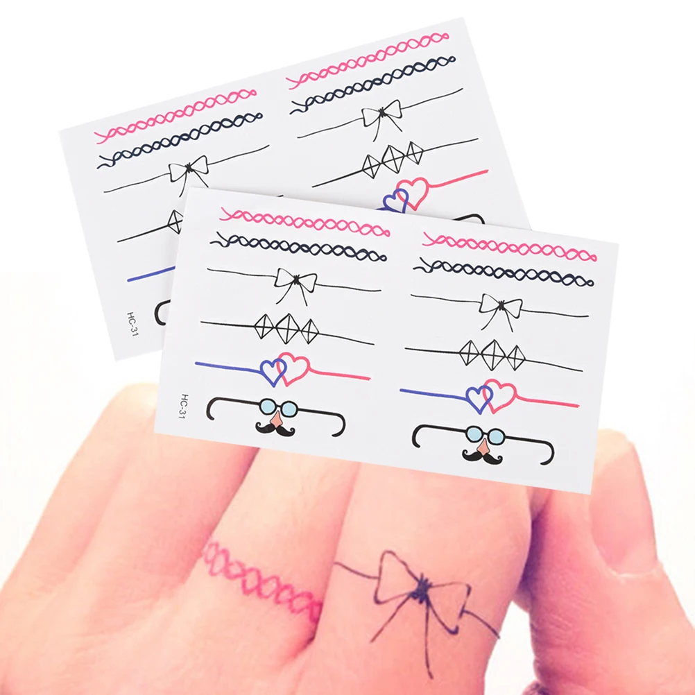 2 шт. женский боди арт очки с бантом кольцо на палец водонепроницаемые наклейки