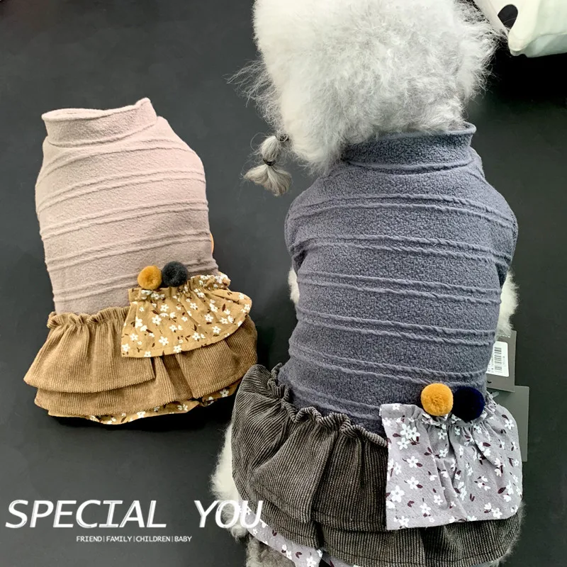 Осенне-зимние платья в стиле принцессы для собак супер теплые юбки с хлопковой
