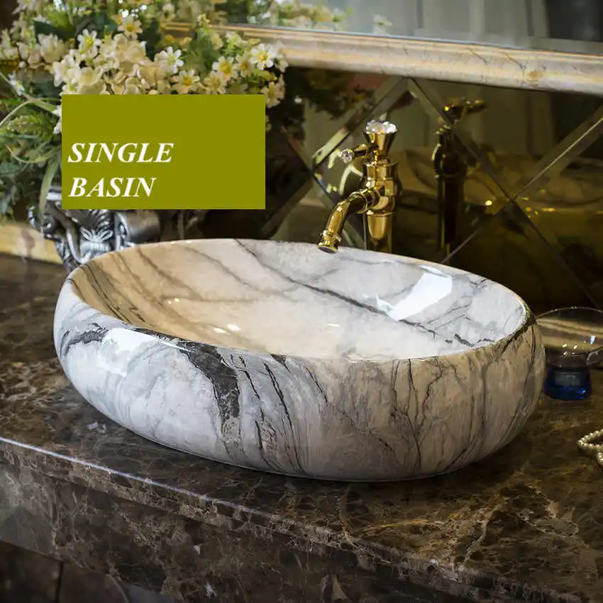 Керамическая раковина на сцене овальная Европейский Туалет умывальник