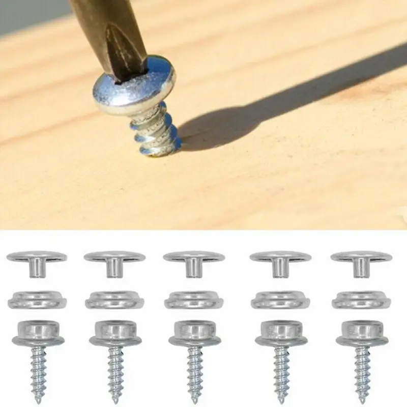 

62 pcs Silver White 4 * 15mm All-iron Marine Repair Button Snap Screws Type Snap Set Cover Household Steel Screw Y7R9