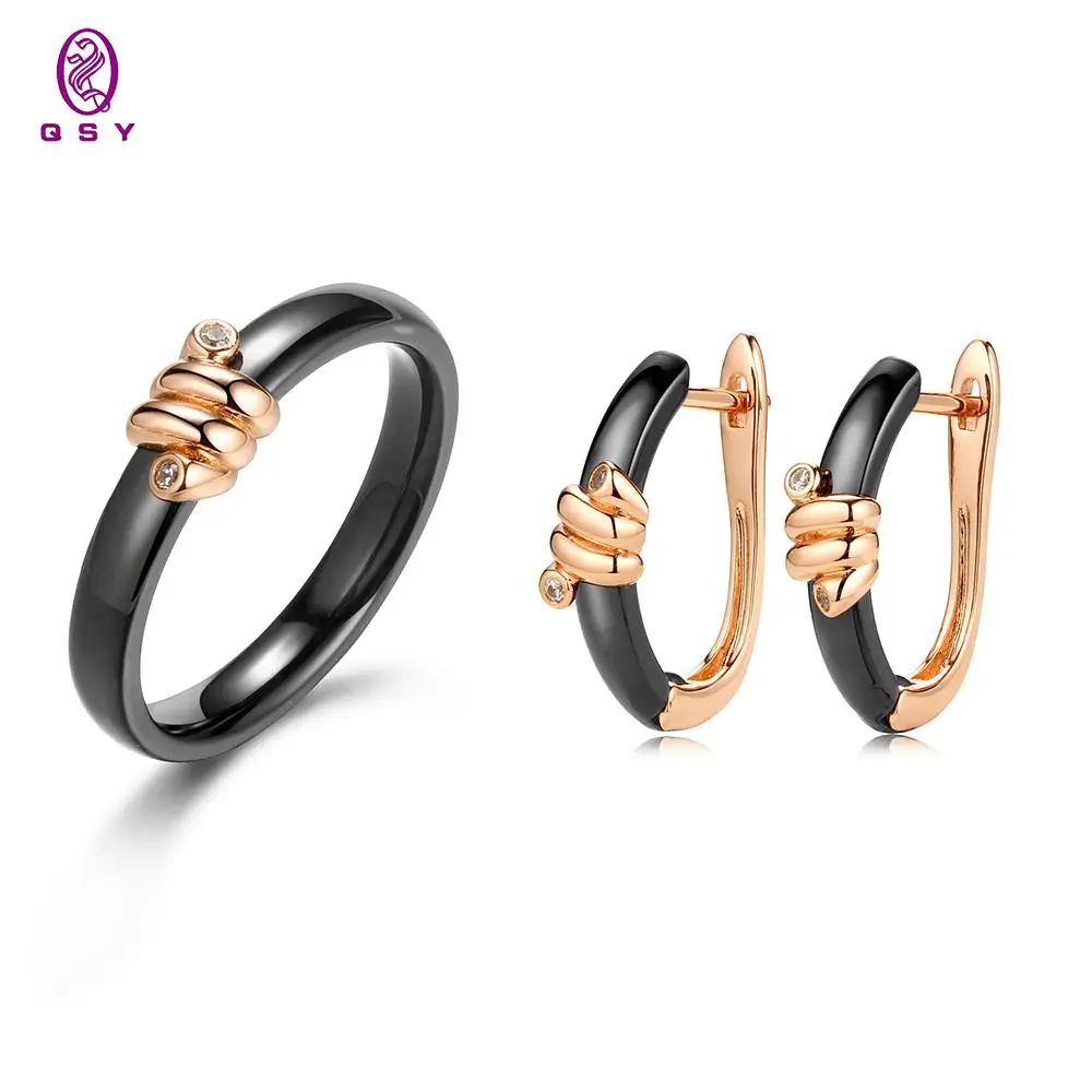 

2021 Tre Fashion Jewelry For Women's Ceramic StainlessPerforation Women's Earrings Jewelry Set Wholesale Profession