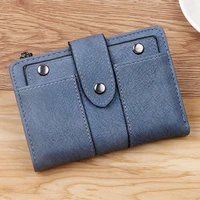 vintage women short wallets frosted coin purse for ladies multi card holder small buckle money bags girls pockets monedero mujer