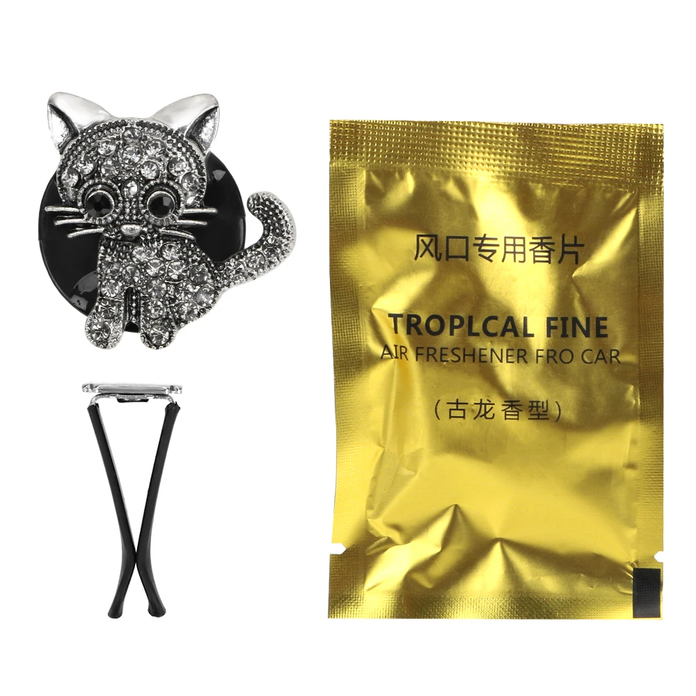 

Car Air Vent Perfume Diamond kittens Molding Air Conditioner Adornment Clip Car Aroma Diffuser Auto Outlet Air Freshener