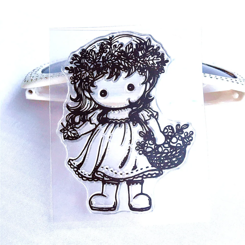 7*9 Испанский Цветок Девушка ремесло прозрачный силиконовый штамп для