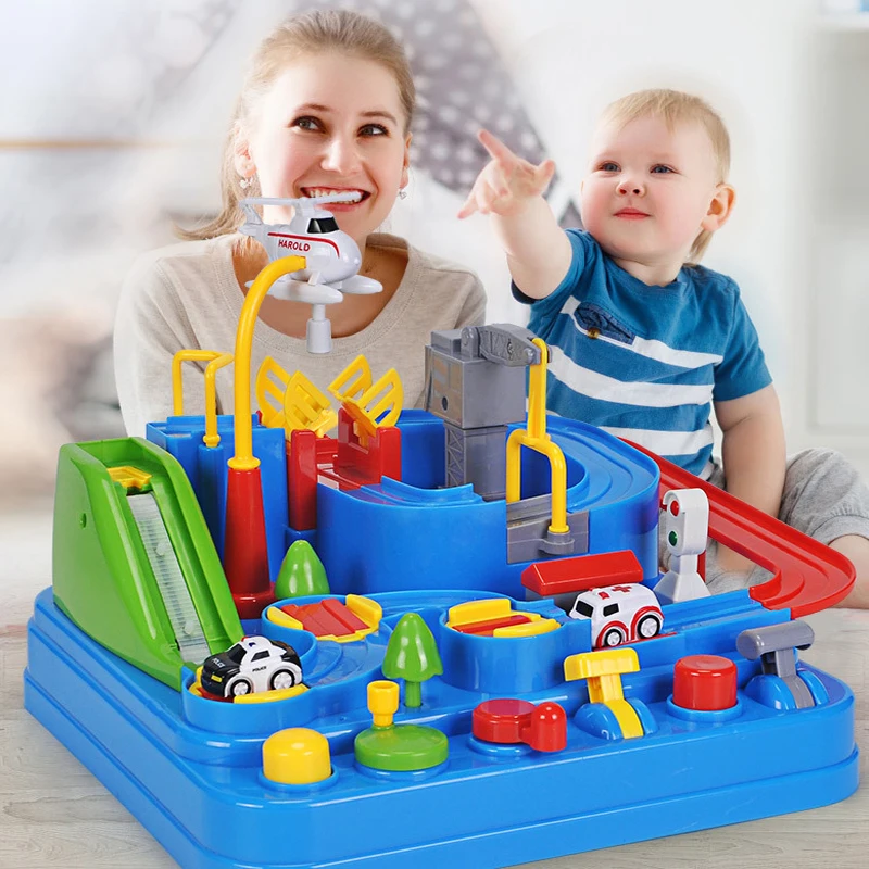 Обучающие игрушечные автомобили настольные игры с треками механические стоянки