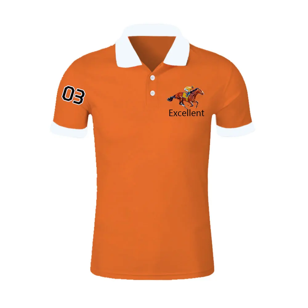 

SONSPEE Men's Pure Color Casual Polo Shirt Short Sleeve Horse Racing Sports Polo Shirts High Quality Summer Brand Men Clothing