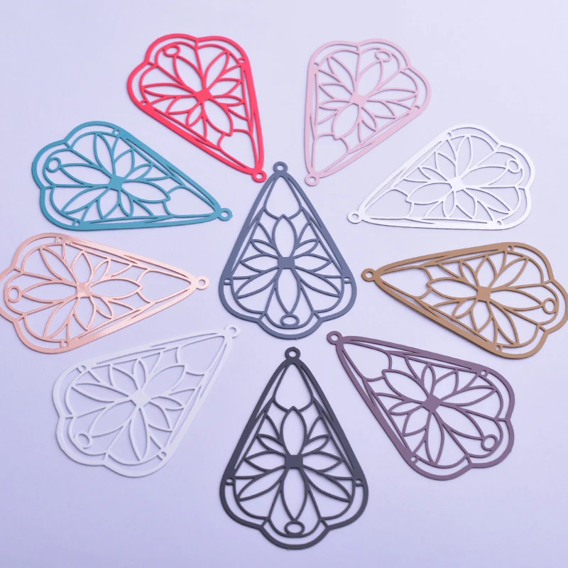 

30pcs AB6265 30*50mm Filigress Flower Charms DIY Earring Pendant Hanging Jewelry Decoration