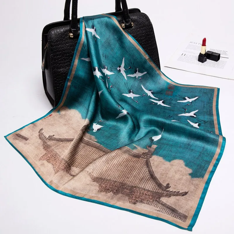 100% чистый шелк квадратный шарф 53*53 см Женская бандана Узкая сумка галстук