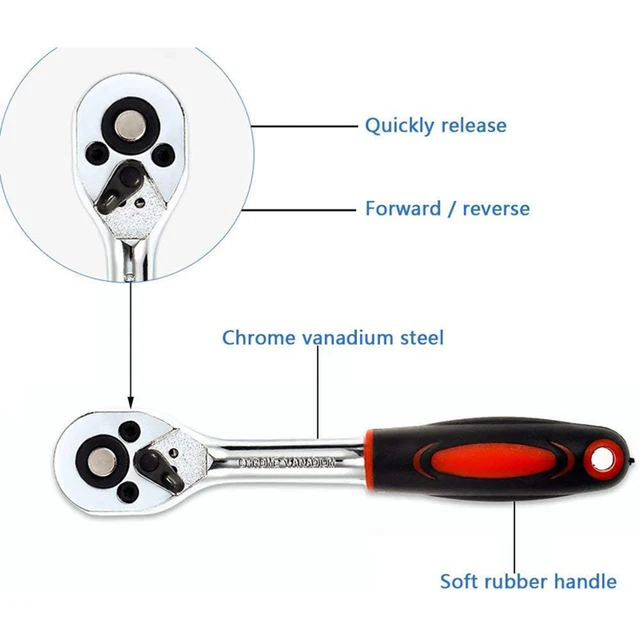 Socket Wrench Set Car Repair Ratchet Wrench Key Spanner Nut Tool Head Ratchet Metric Spanner Set Tools Open Kit 3
