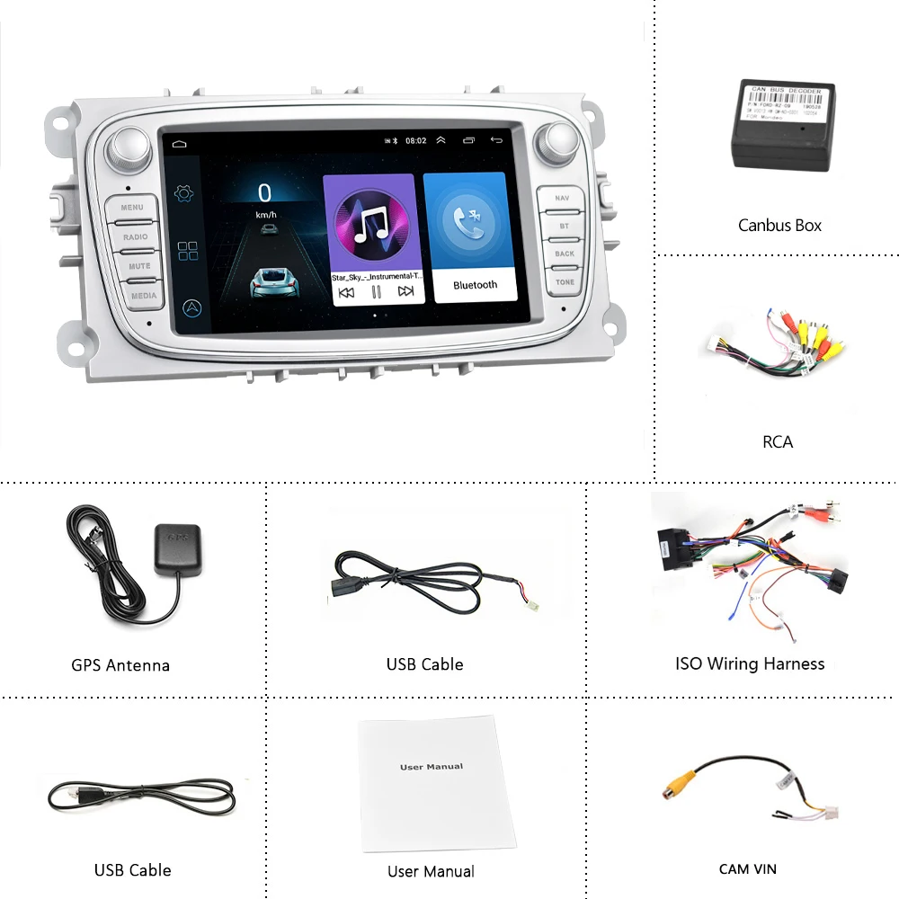 LeeKooLuu 2din автомобильный мультимедийный плеер Android 9 gps Wi-Fi Авто 2 Din для FORD