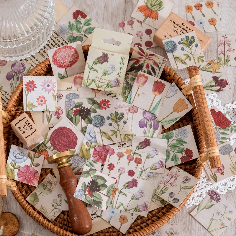 

46Pcs/Box Vintage Plant Flower Collection Paper Sticker Decoration Stickers DIY Journal Diary Scrapbooking Label Sticker