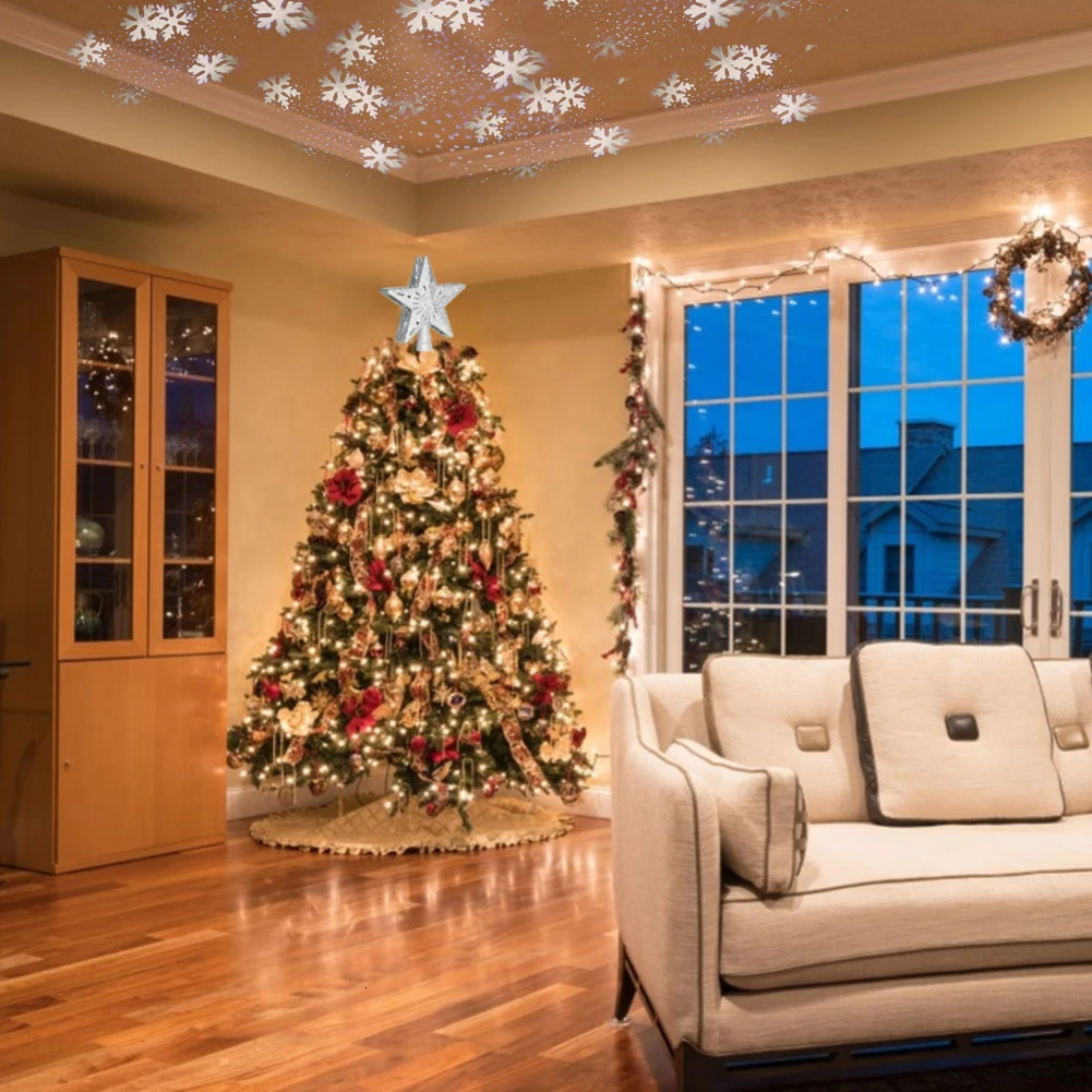 Звезда Рождественская елка Топпер освещенная сверкающая серебряная звезда