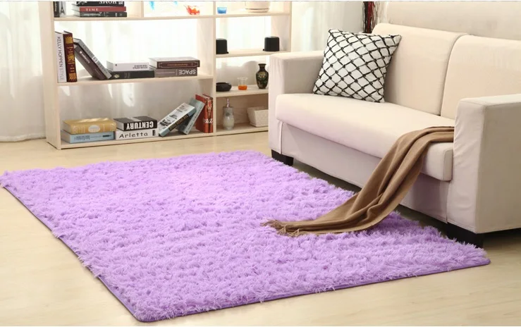 Light-Purple Мохнатый ковер для гостиной, домашние теплые плюшевые напольные коврики, пушистые коврики для детской комнаты, ковер из искусственного меха, коврики для гостиной, шелковые коврики - Цвет: Light-Purple