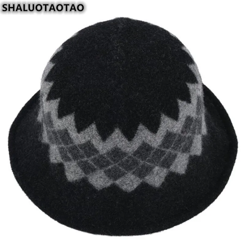 

SHALUOTAOTAO Women's hat Autumn Winter Fashion Wool Thermal Bucket Hats Collapsible Elegant Vintage Sombrero Panama Brands Cap