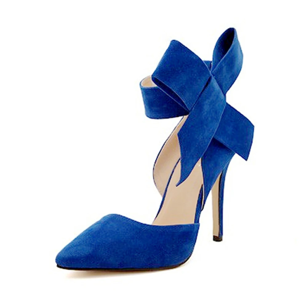 1 пара Босоножки с ремешком на щиколотке большим бантом и острым носком Вечерние