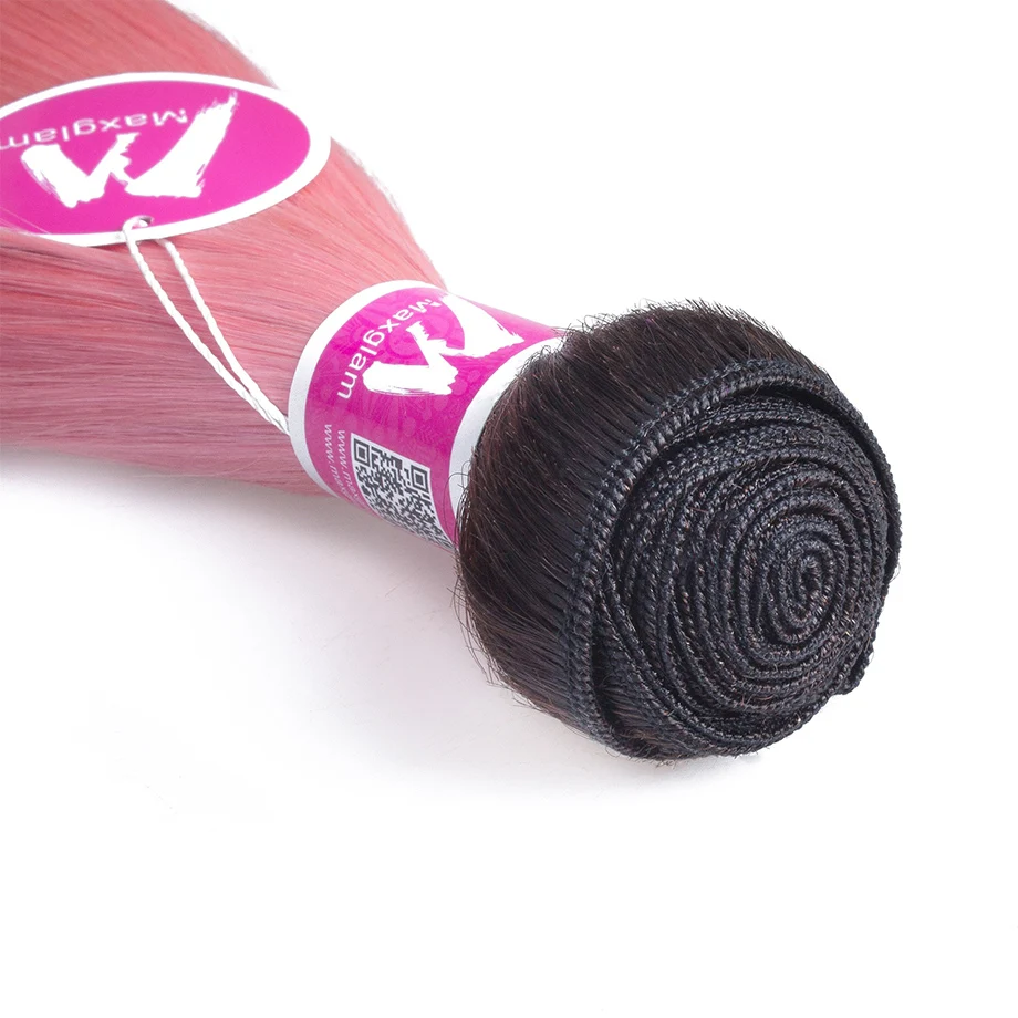 Maxglam бразильские волосы пучки с закрытием Омбре цвет 1b/Розовый прямой 3