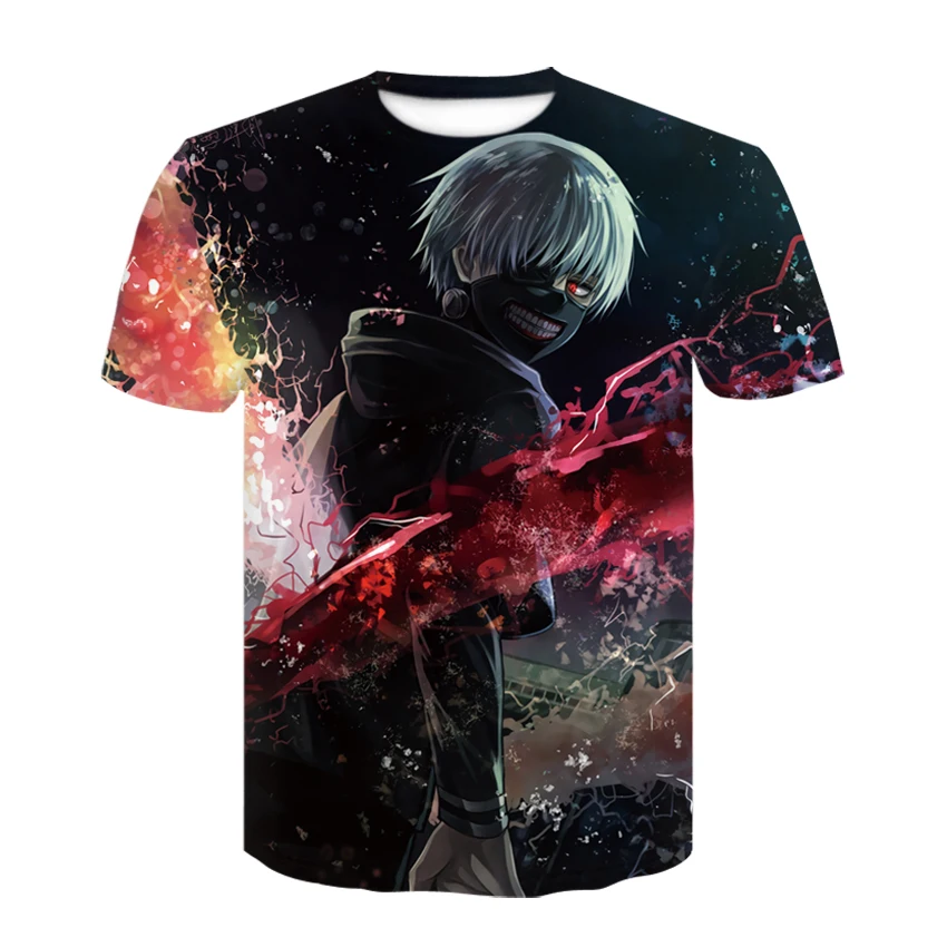 Забавные футболки Токийский Гуль Мужская футболка с принтом крови Повседневная