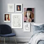 Абстрактная женщина, художественные принты на холсте, декоративная живопись, нордическая минималистическая линия, рисование на стене, картина для гостиной, модный плакат