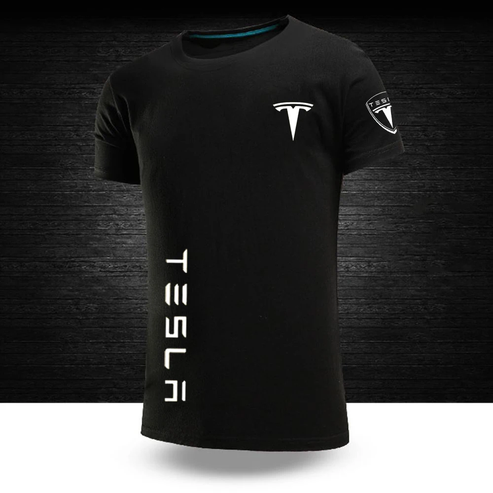 

NEW Men's Tshirts big size Male Funny Tesla Graphic Tops Casual Fashion Short Sleeves 100%Cotton Round neck Hip Hop Sport Tee