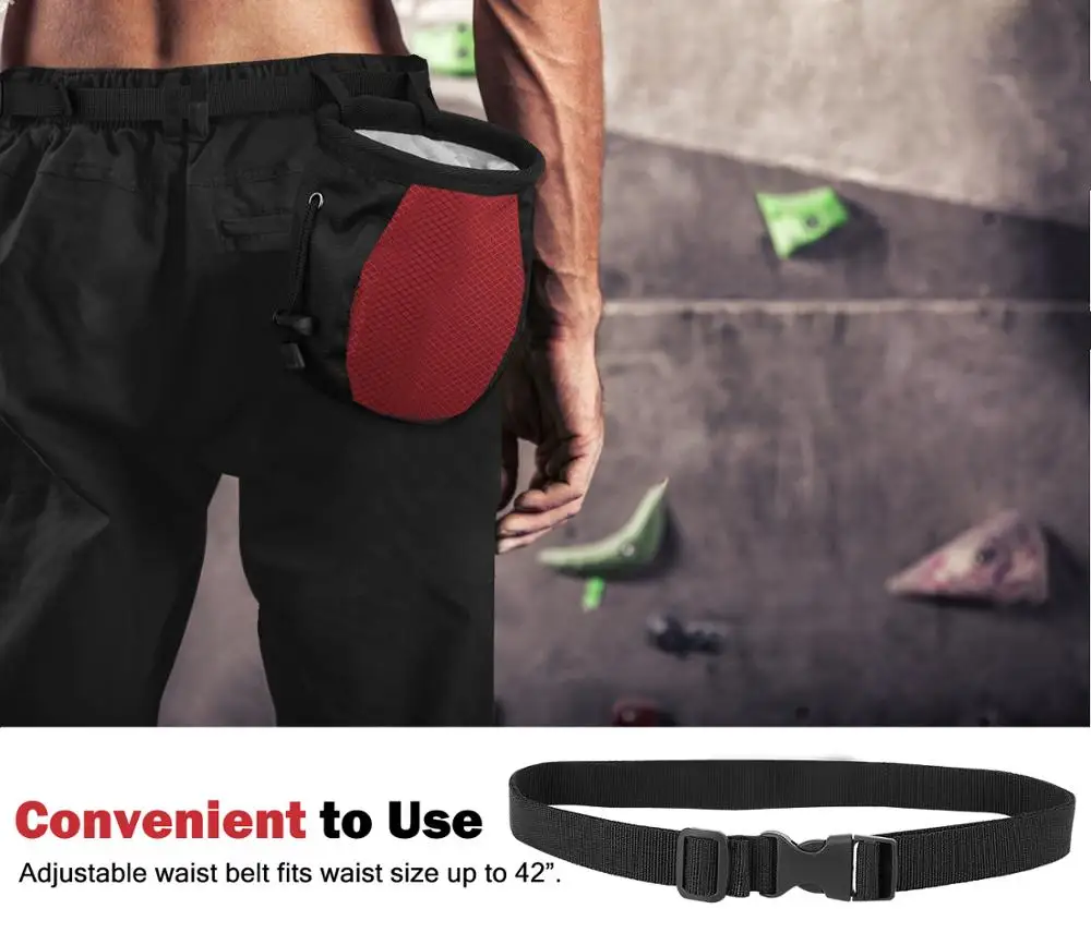 Мел мешок скалолазание без утечки клубника с регулируемым ремнем и карабином для