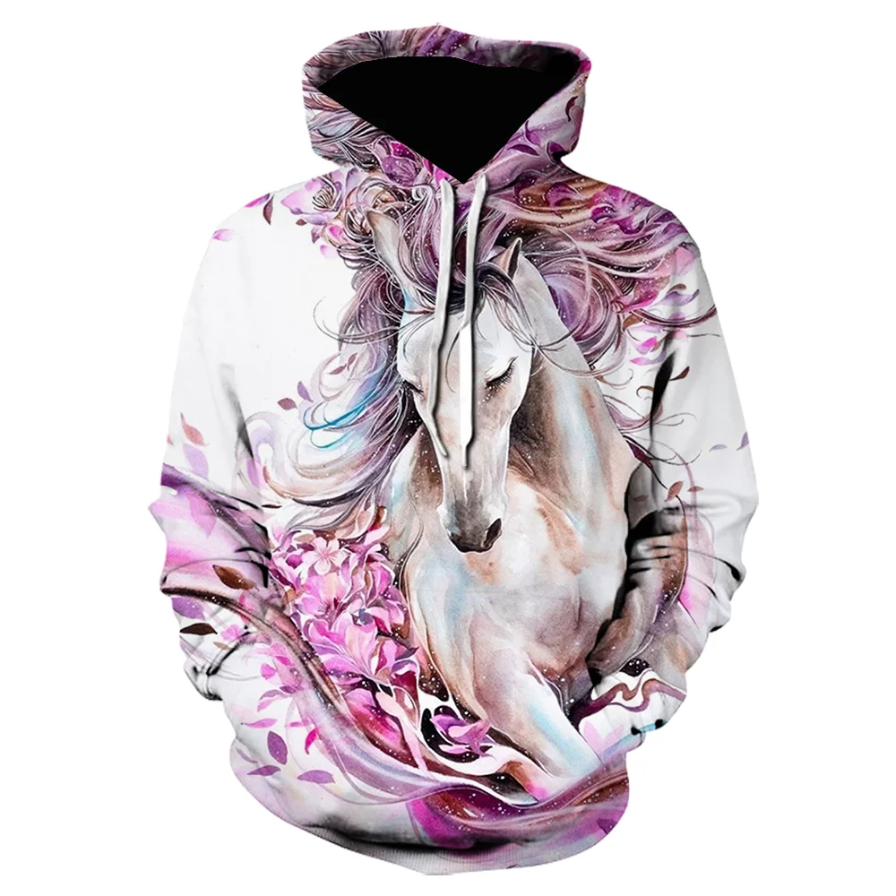 2021 Fall/Winter Men's Hoodie 3d Printing Animal Horse Sweatshirt Pullover Fashion Street Hooded Long Sleeve Coat Men clothing