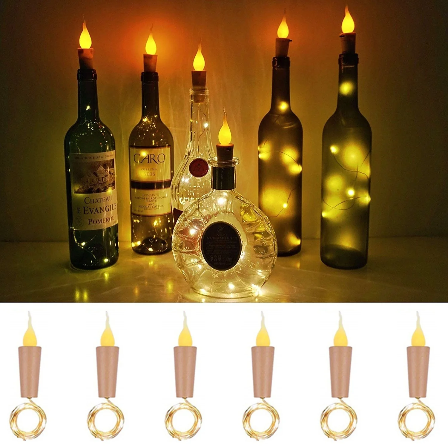 6 шт. светильники пробка для бутылки вина с батарейным питанием светодиодная