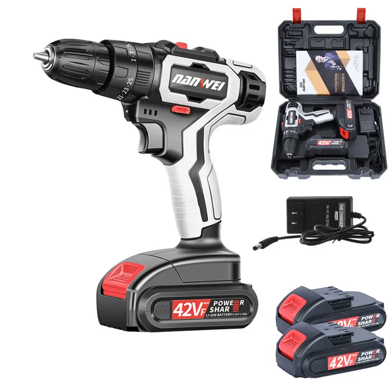 Электрическая отвертка 42VF Аккумуляторная дрель 2 скорости 7500 мАч литий ионный