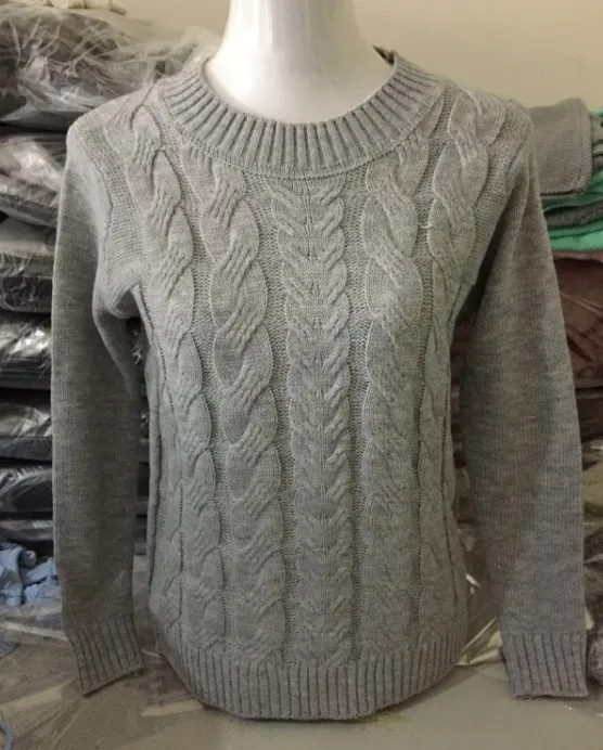 

New Fashion Winter Women Cotton Twist Knit Wool Shirt Sweaters for Women