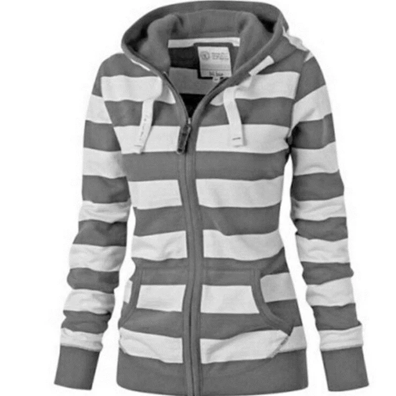 2021 женский свитер в полоску с капюшоном на осень и зиму длинными рукавами