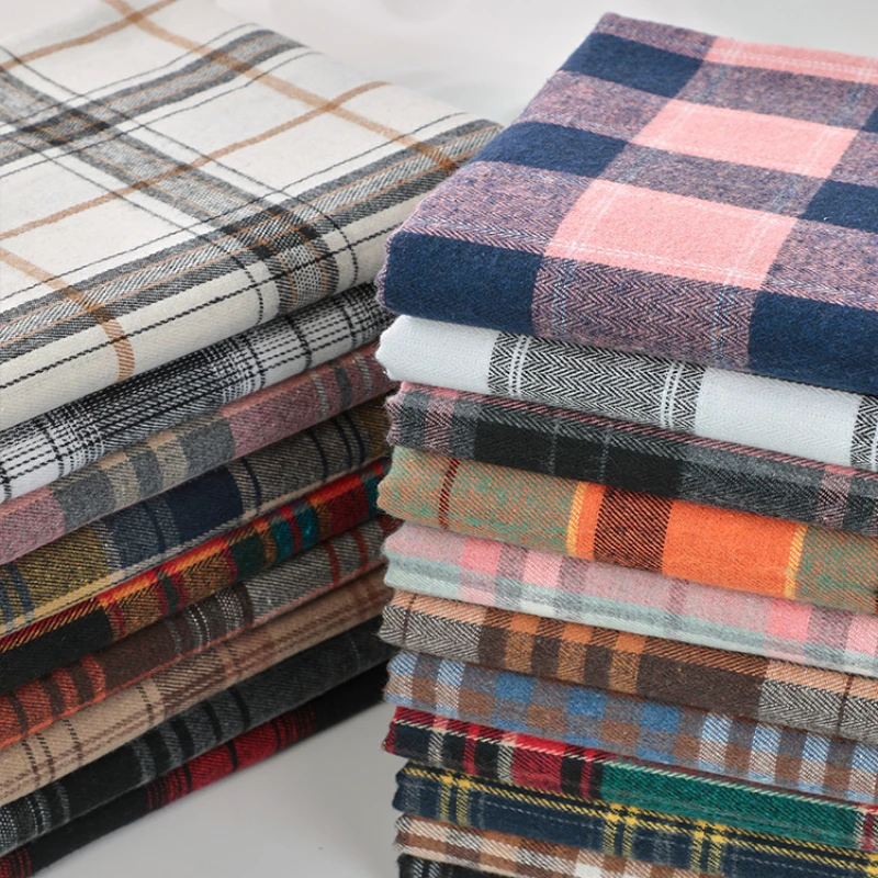 

50x150cm British Style Sanded Plaid Cotton Fabric Hand-made Sewing Autumn and Winter Skirts DIY Shirt Scarf Fabric