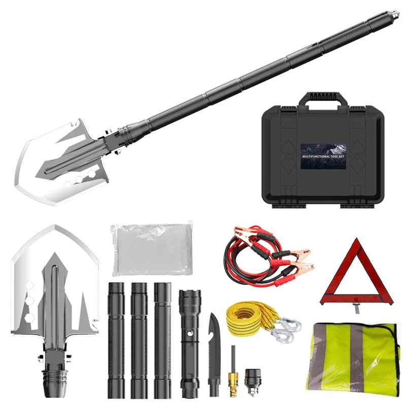 

Car Emergency Kit Auto Roadside Assistance Tool Bag with Winter Vehicle Safety Kit Car Blanket Shovel with Jumper Cables