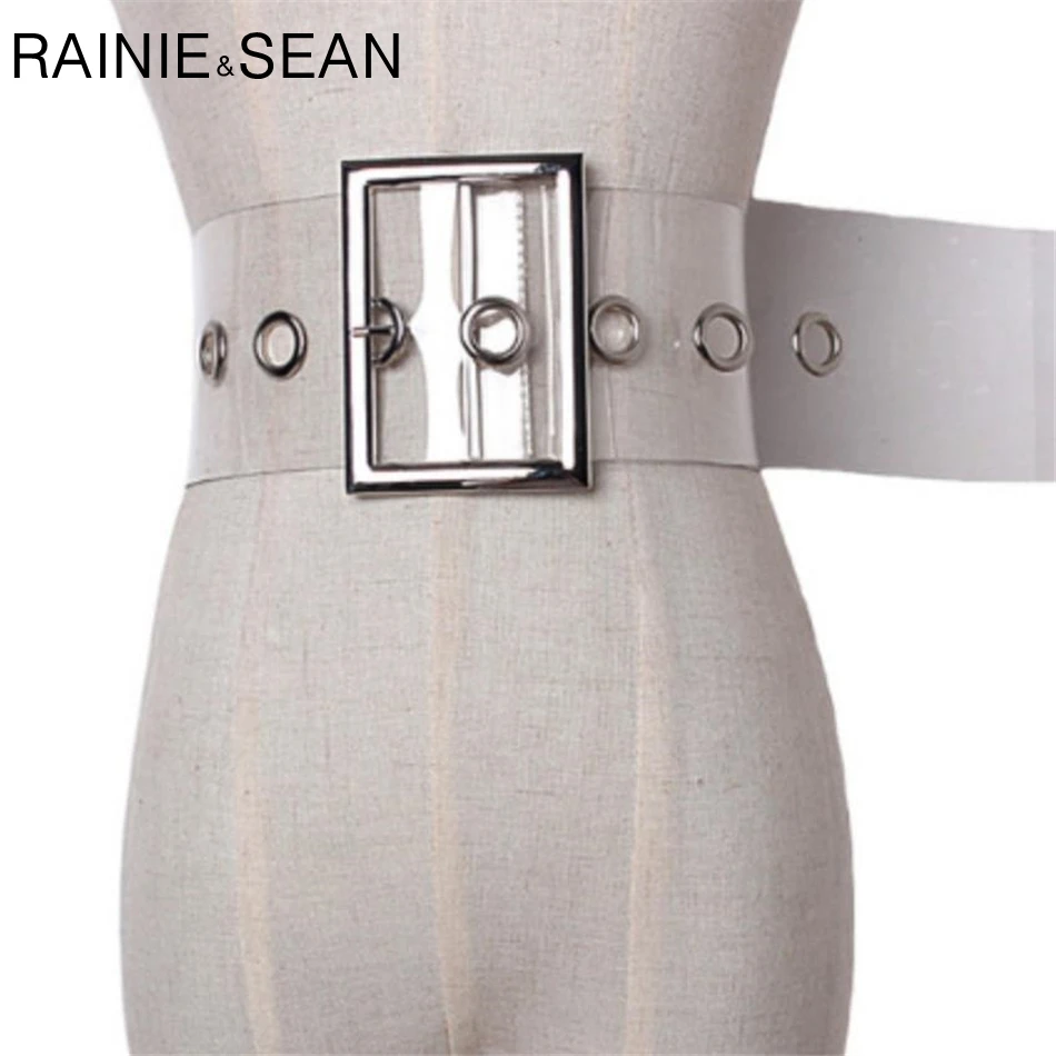

PVC Transparent Wide Ladies Belt Pin Buckle Belt for Women Cummerbund Female 2021 Fashion Brand New Belt Clear