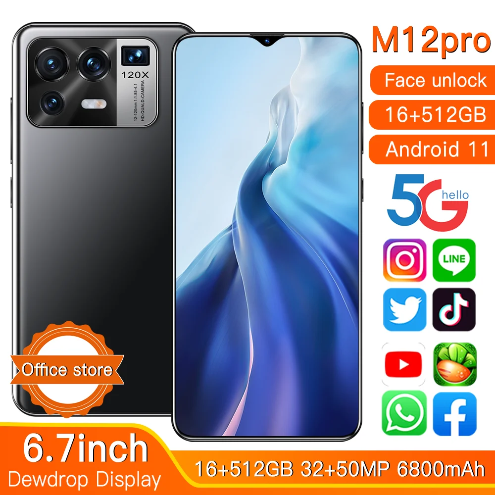 xiao m12 pro global version qualcomm 888 16gb 512gb6800mah 5g 6 7 inch mobile phone 10 core cellphone 4g lte smartphone network free global shipping