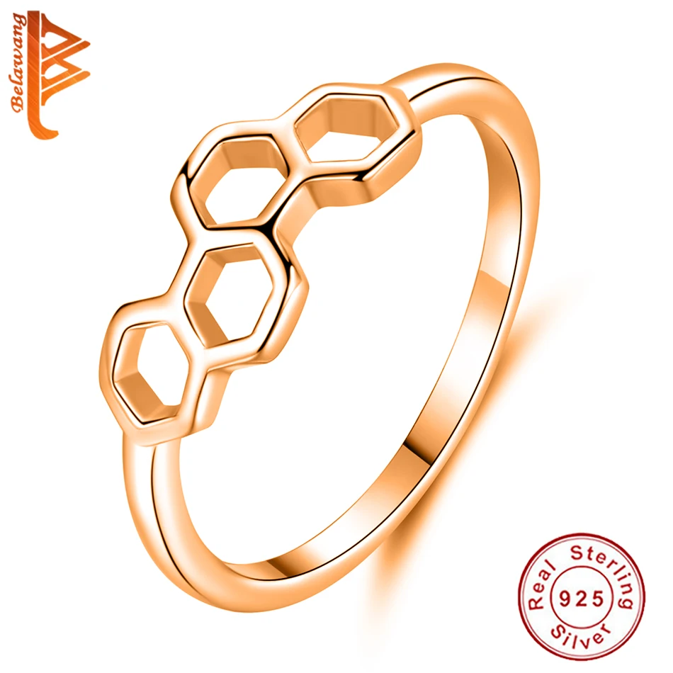 

2019 NEW ARRIVAL 925 Sterling Silver Rose Gold Ring Honeycomb Ring for Women Girls Christmas Gift Genuine Jewelry