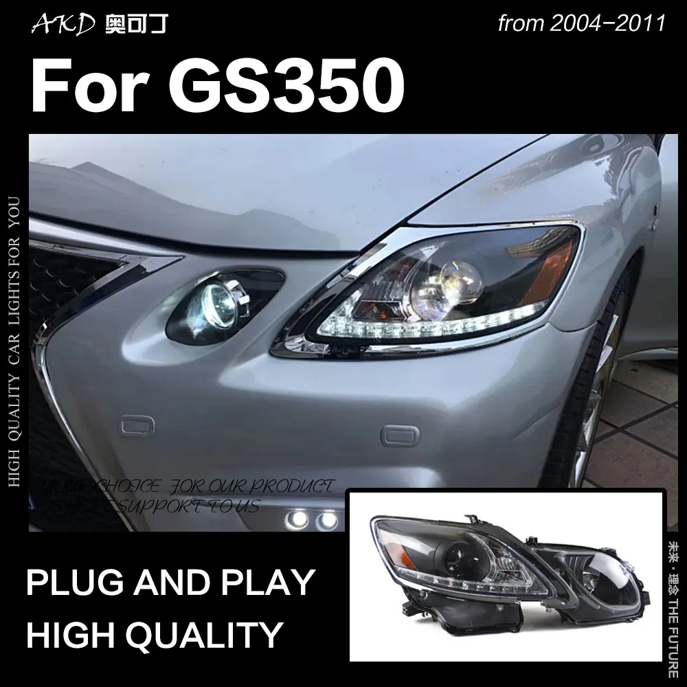 AKD автостайлинг фары для Lexus GS350 2004 2011 GS300 светодиодный ные DRL Hid Биксеноновые