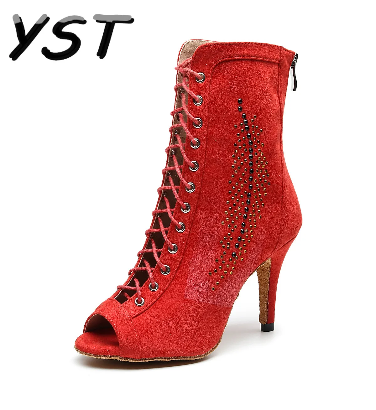 Кожаные туфли для латиноамериканских танцев женские длинные ботинки