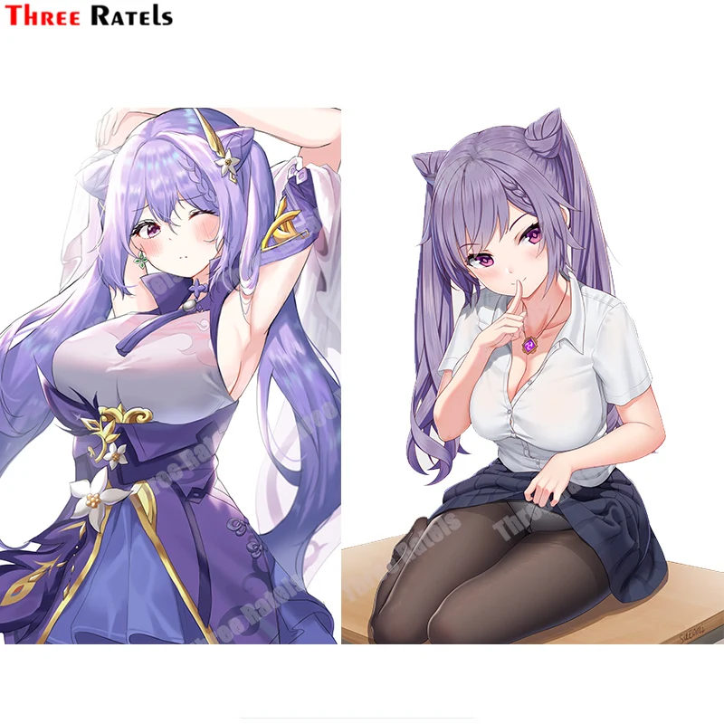 

Аниме игра Keqing Genshin Three Ratels A856, ударная наклейка для Passat B6, наклейка на автомобиль, автомобильный аксессуар, украшение