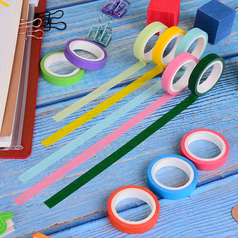 

10pcs/box DIY Scrapbooking Decoration Rainbow Color Washi Tape Masking Washi Sticky Paper Tape Adhesive Sticker
