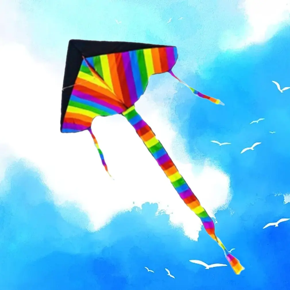 

Suitable For Children Adults Outdoor Games Activities Beach Travel Black Head Little Rainbow Triangle Kite