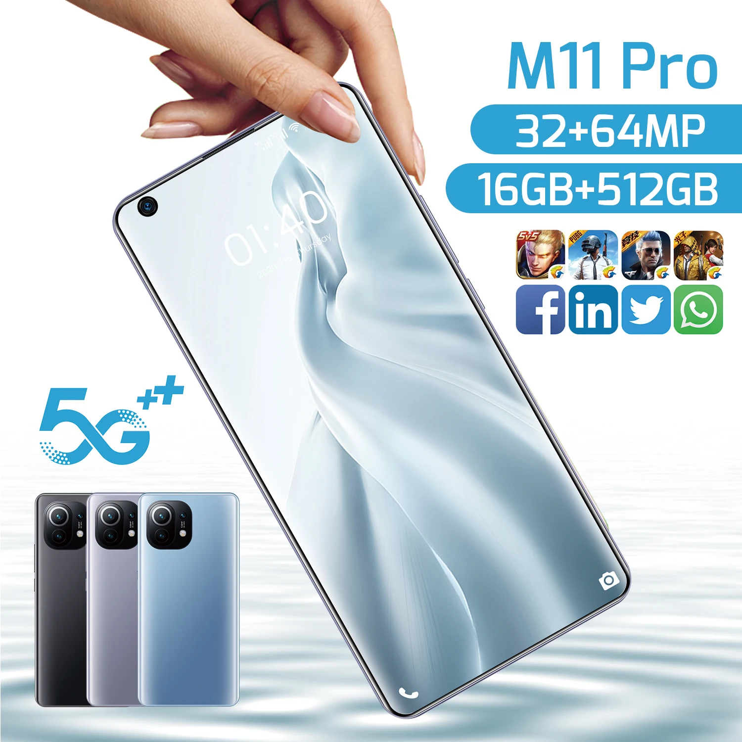Galaxy-Tel&eacute;fono M&oacute;vil Inteligente M11 Pro, celular con pantalla completa de 7,3 pulgadas, 6800mAh, 10 n&uacute;cleos, 16 + 512GB, 32MP + 64MP, SIM Dual, 5G, Android, oferta-3