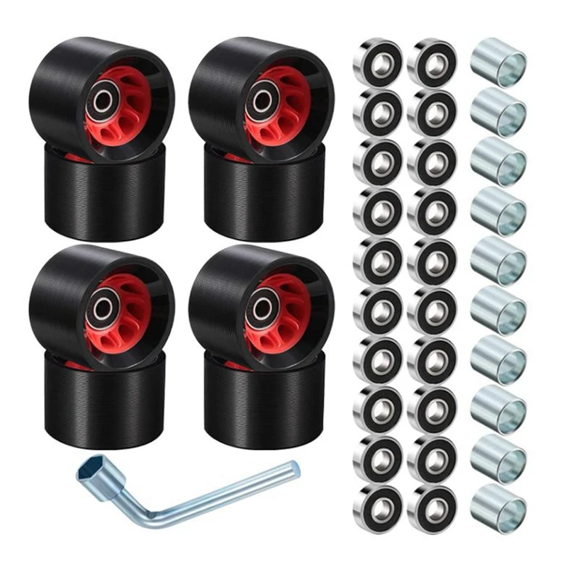 

ELOS-8Pcs Roller Skate Wheels Quad Skates Replacement Outdoor Quad Roller Skate Wheel with Skate Roller ABEC-9 608RS Bearing