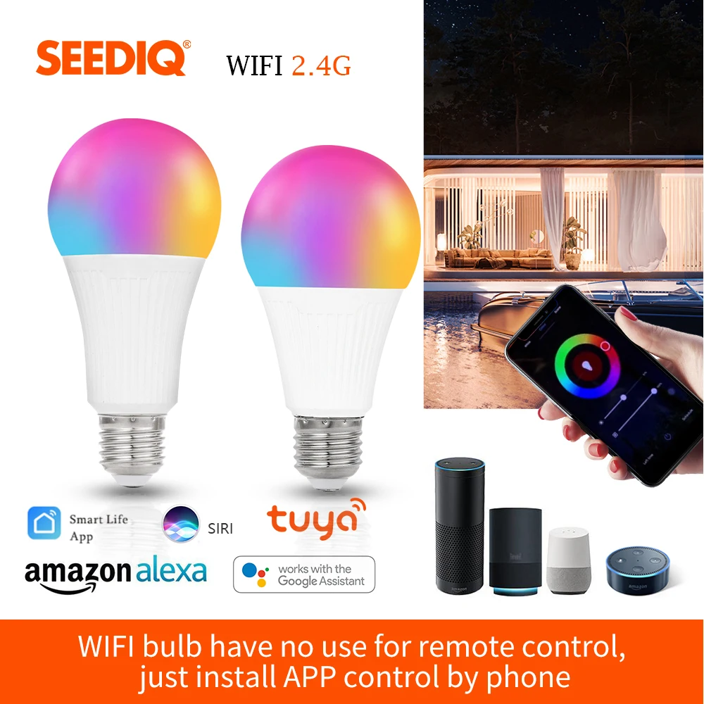 Светодиодная лампа E27 затемнения RGB смарт 10 Вт 15 AC 220V 110V умный светильник лампочка